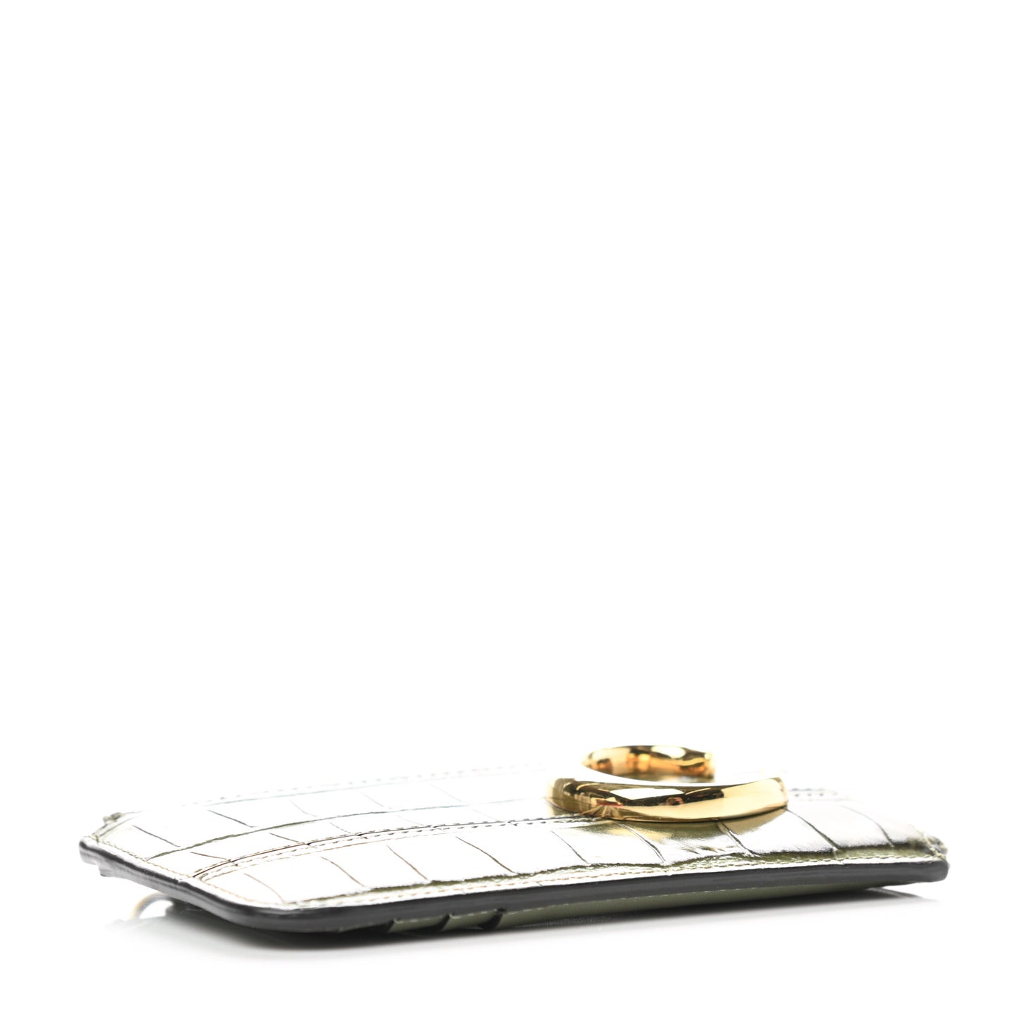 Crocodile Embossed Calfskin C Small Purse Misty Forest