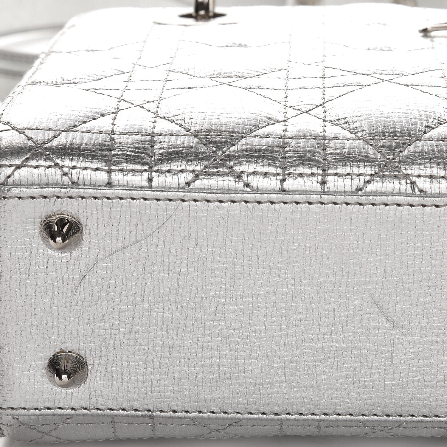 Christian Dior Metallic Grained Calfskin Cannage Small Lucky Badges My Lady Dior Silver 11 of 12