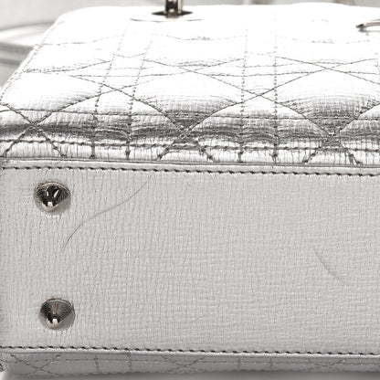 Christian Dior Metallic Grained Calfskin Cannage Small Lucky Badges My Lady Dior Silver 11 of 12