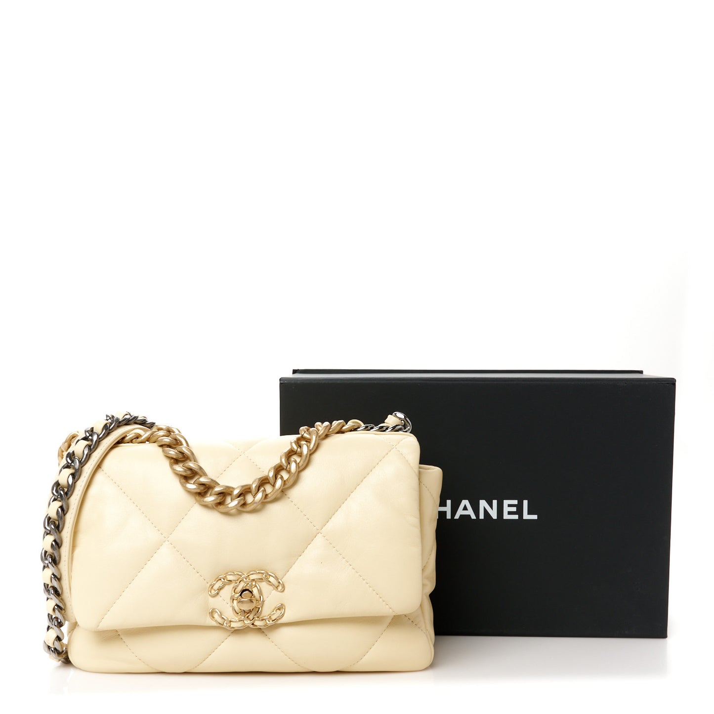 Lambskin Quilted Medium Chanel 19 Flap Yellow