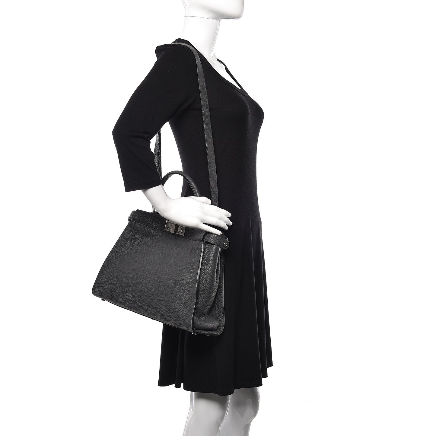 Cuoio Romano Selleria Bi-Color Medium Peekaboo Iconic Satchel Asfalto Latte