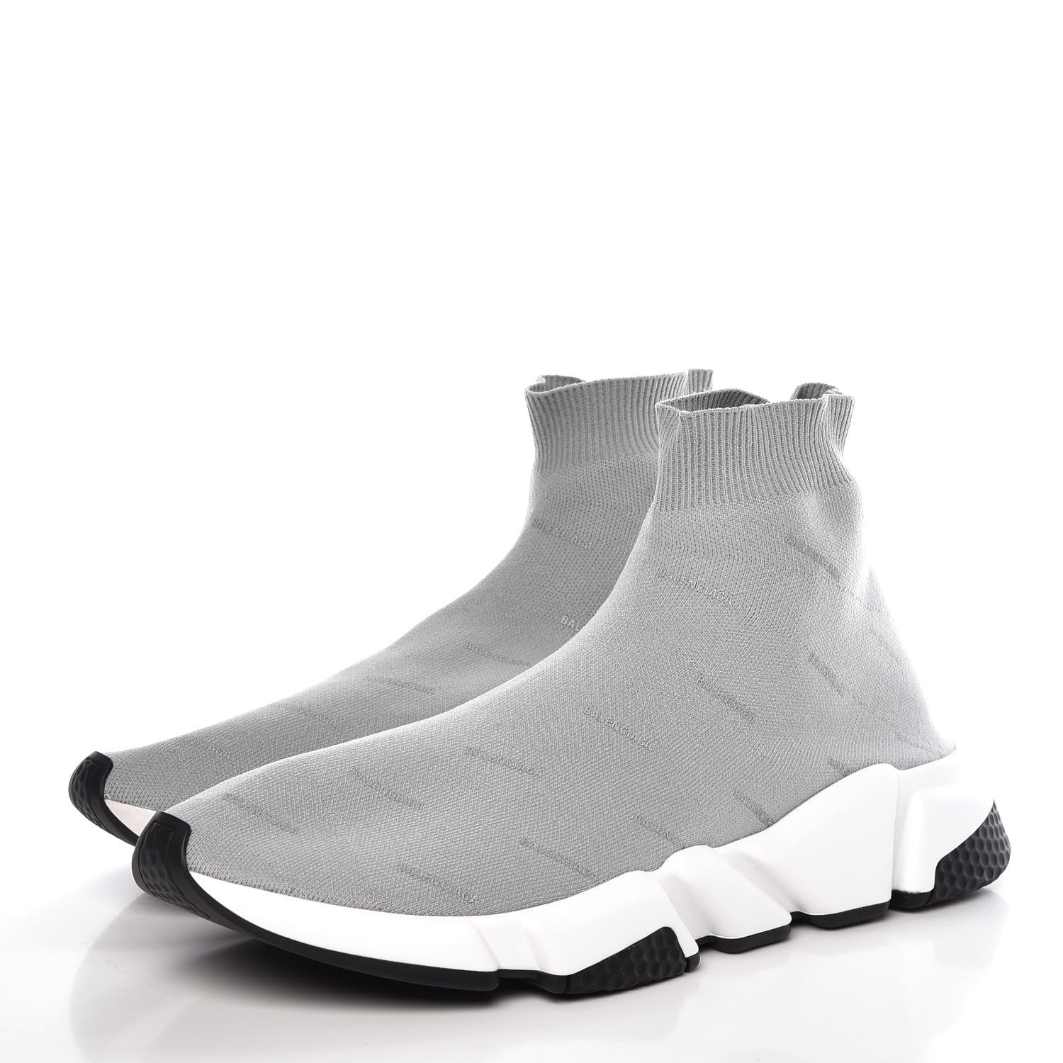 Balenciaga Neoprene Knit Allover Logo Mens Speed Sneakers 43 Grey 3 of 8