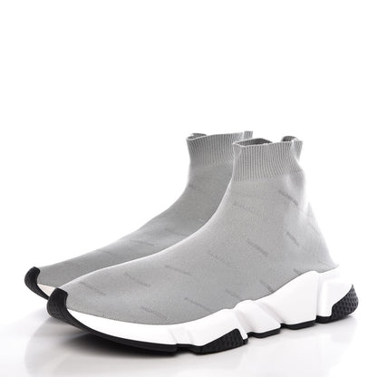 Balenciaga Neoprene Knit Allover Logo Mens Speed Sneakers 43 Grey 3 of 8