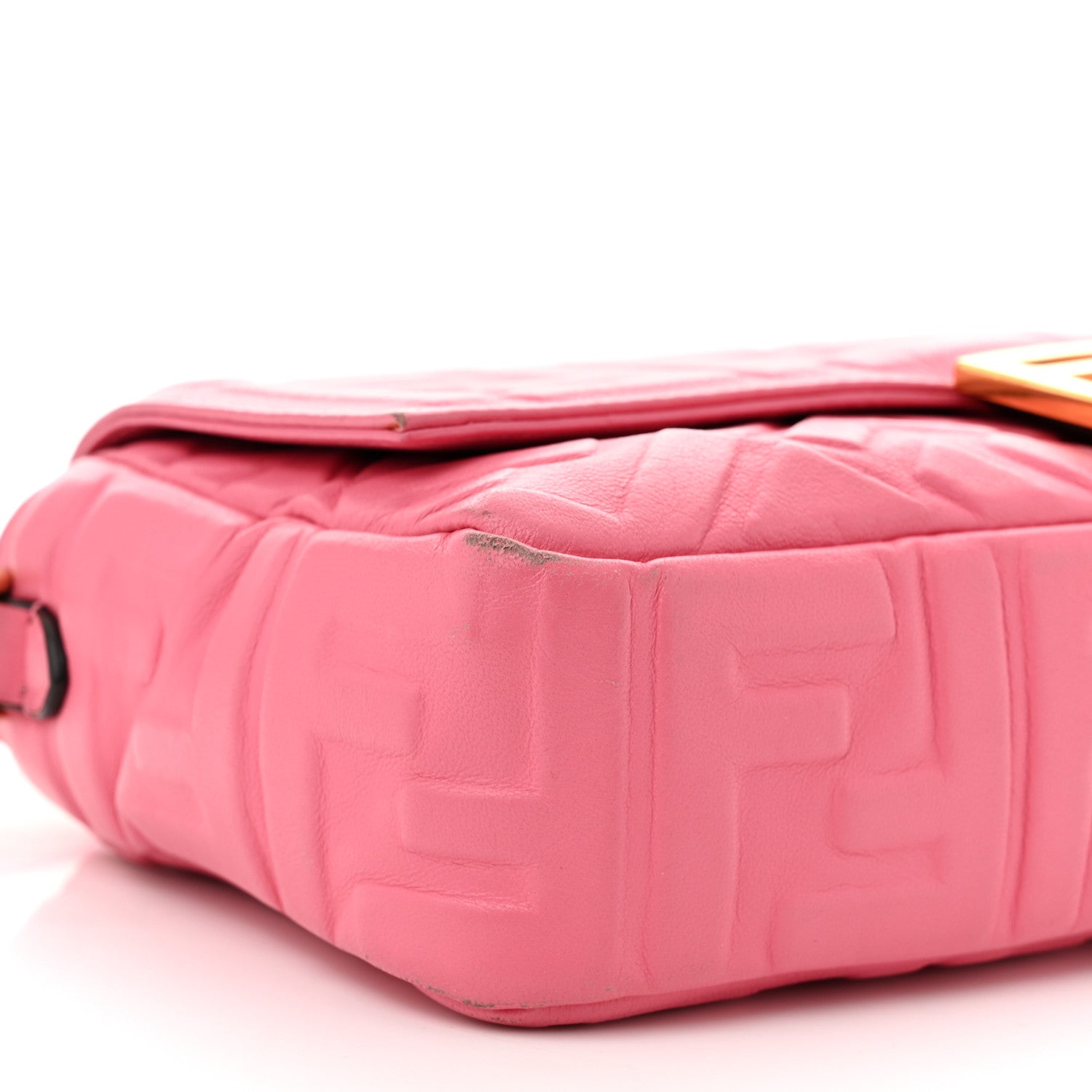 Fendi Nappa FF 1974 Embossed Baguette Rosa Fluo 9 of 12