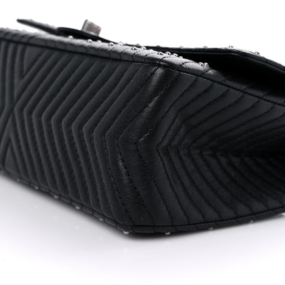 Chanel Sheepskin Chevron Quilted Studded 2.55 Reissue 226 Flap Black 8 of 10