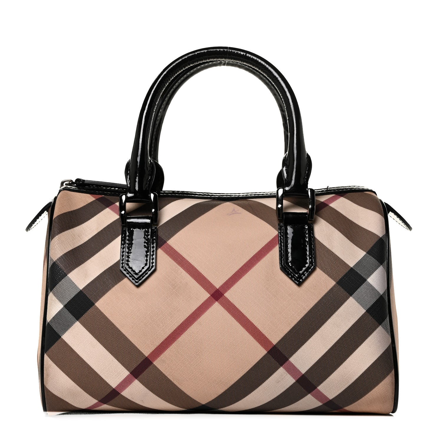 Burberry Supernova Check Patent Small Chester Bowling Bag Black 2 of 19