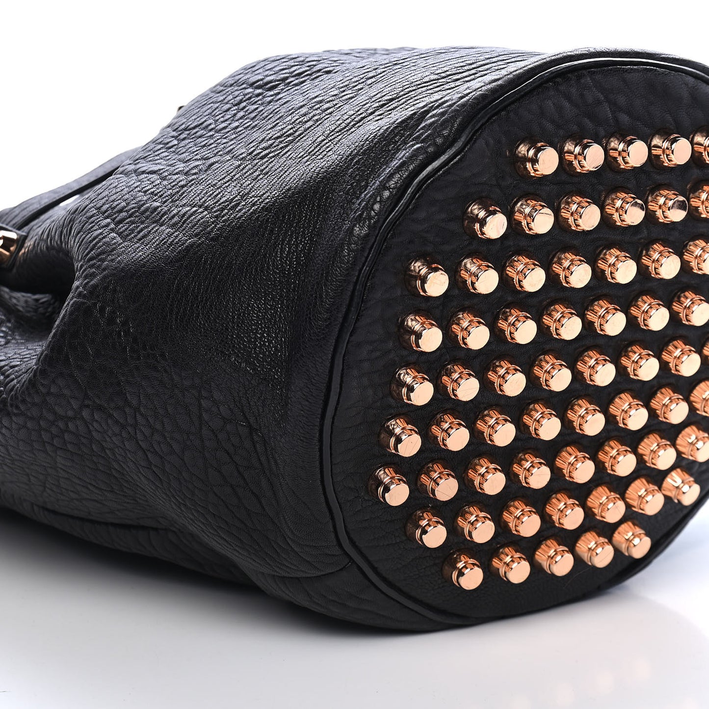 Pebbled Lambskin Diego Bucket Black Rose Gold Hardware