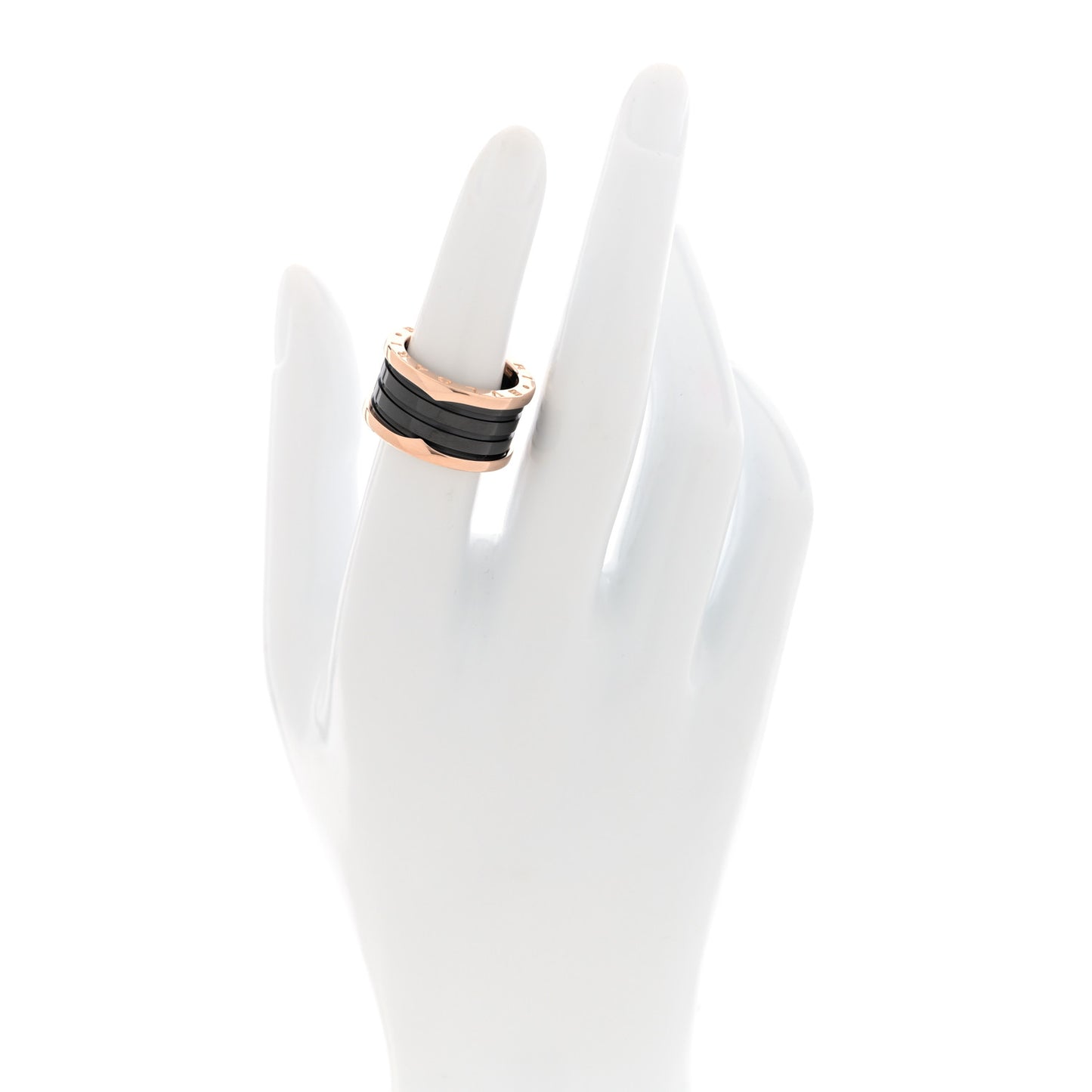 18K Rose Gold Black Ceramic B.Zero1 Four-Band Ring 53 6.25