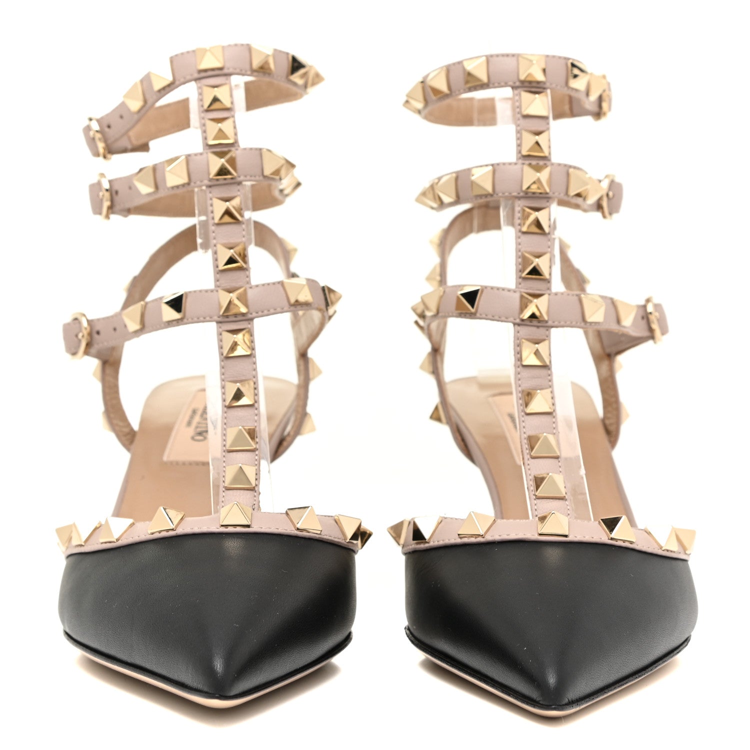 Valentino Garavani Calfskin Nappa Rockstud Ankle Strap 65mm Pumps 35 Black Poudre 2 of 9