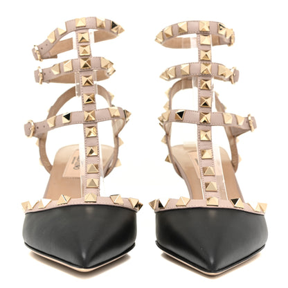Valentino Garavani Calfskin Nappa Rockstud Ankle Strap 65mm Pumps 35 Black Poudre 2 of 9