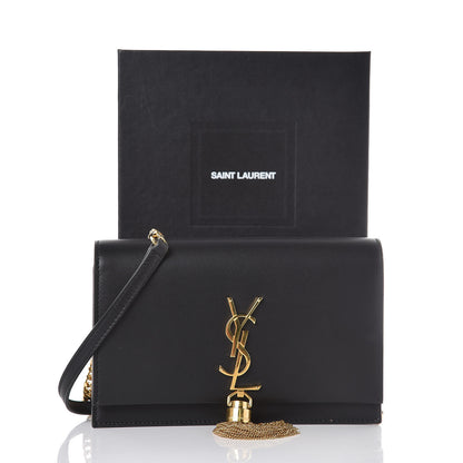 Saint Laurent Smooth Calfskin Classic Monogram Kate Tassel Chain Wallet Black 8 of 8