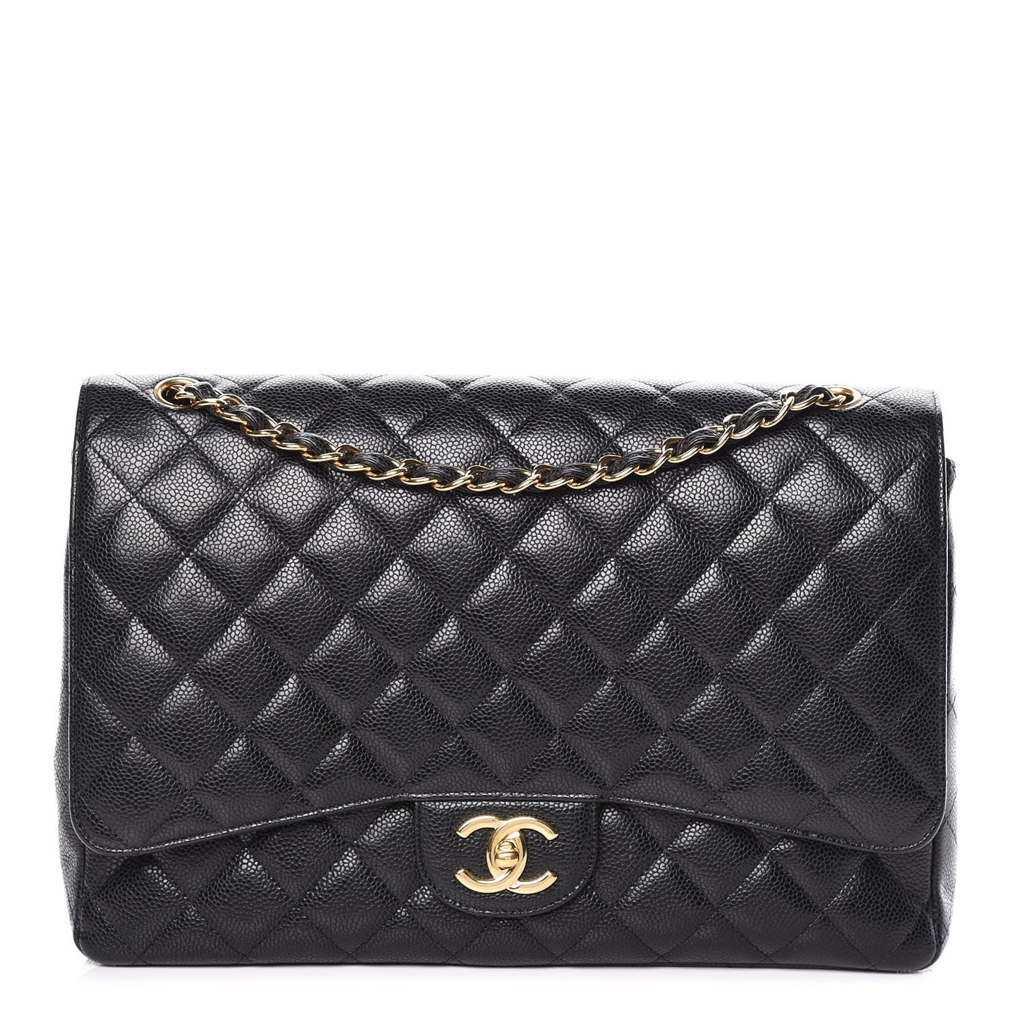 Caviar Quilted Maxi Double Flap Black