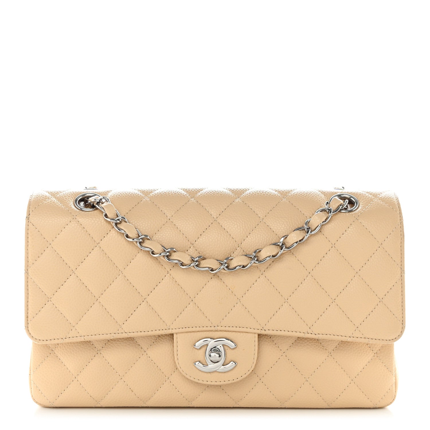 Chanel Caviar Quilted Medium Double Flap Beige 1 of 14