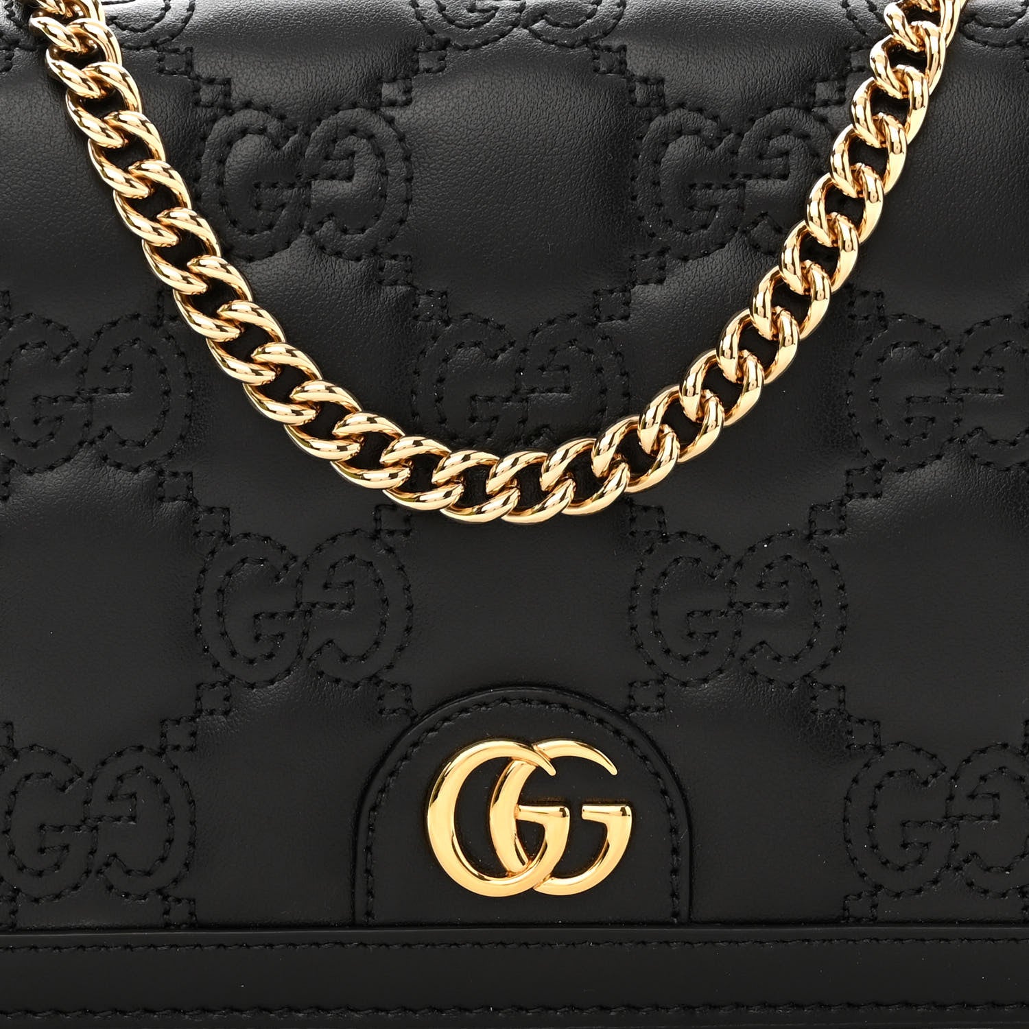 Gucci Calfskin GG Matelasse Chain Wallet Black 8 of 12