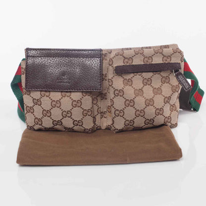 Gucci GG Monogram Web Double Pocket Belt Bag Ebony 9 of 9
