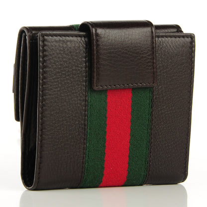 Gucci Calfskin Web Horsebit French Flap Wallet Brown 3 of 7