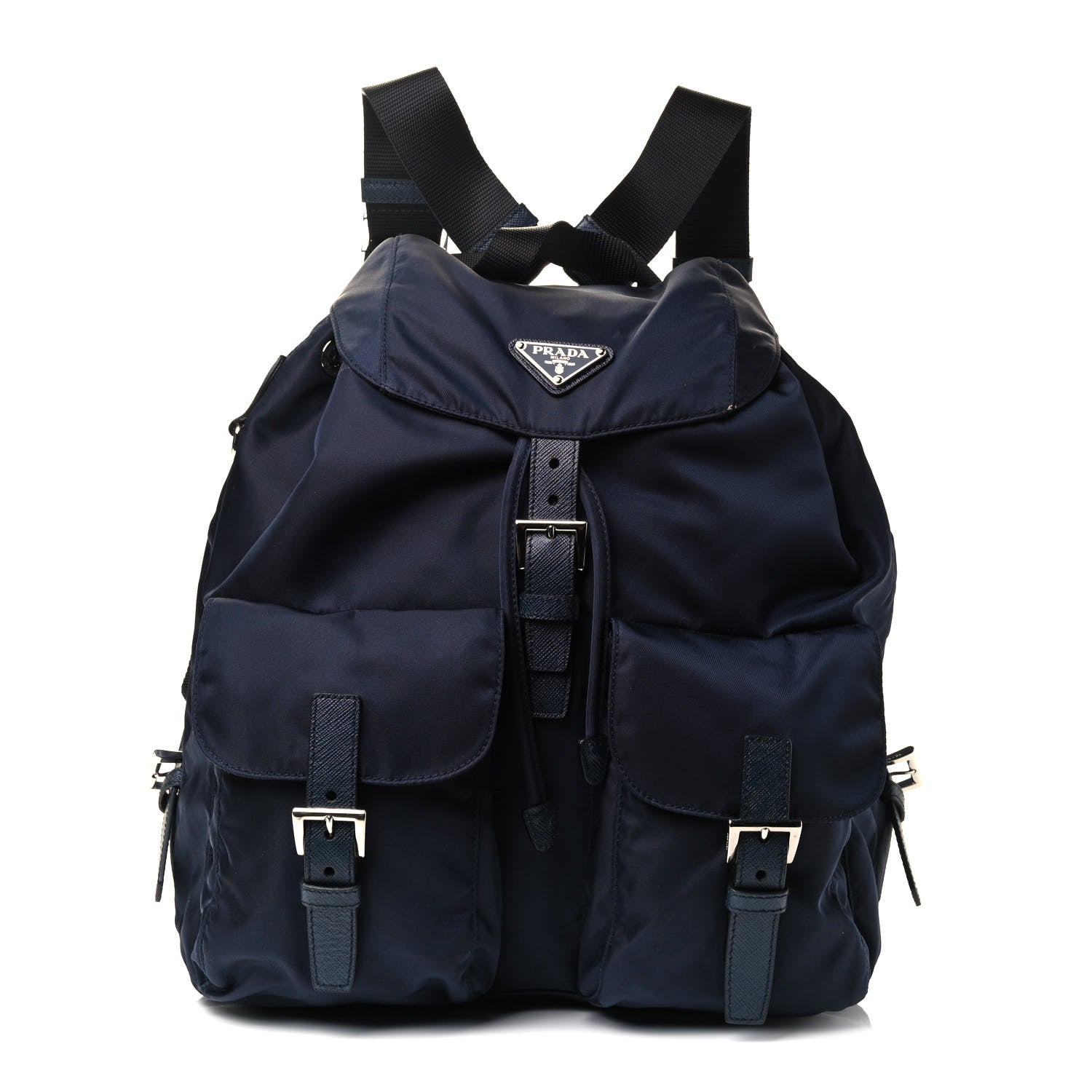 Prada Tessuto Nylon Medium Backpack Blue Black 1 of 4