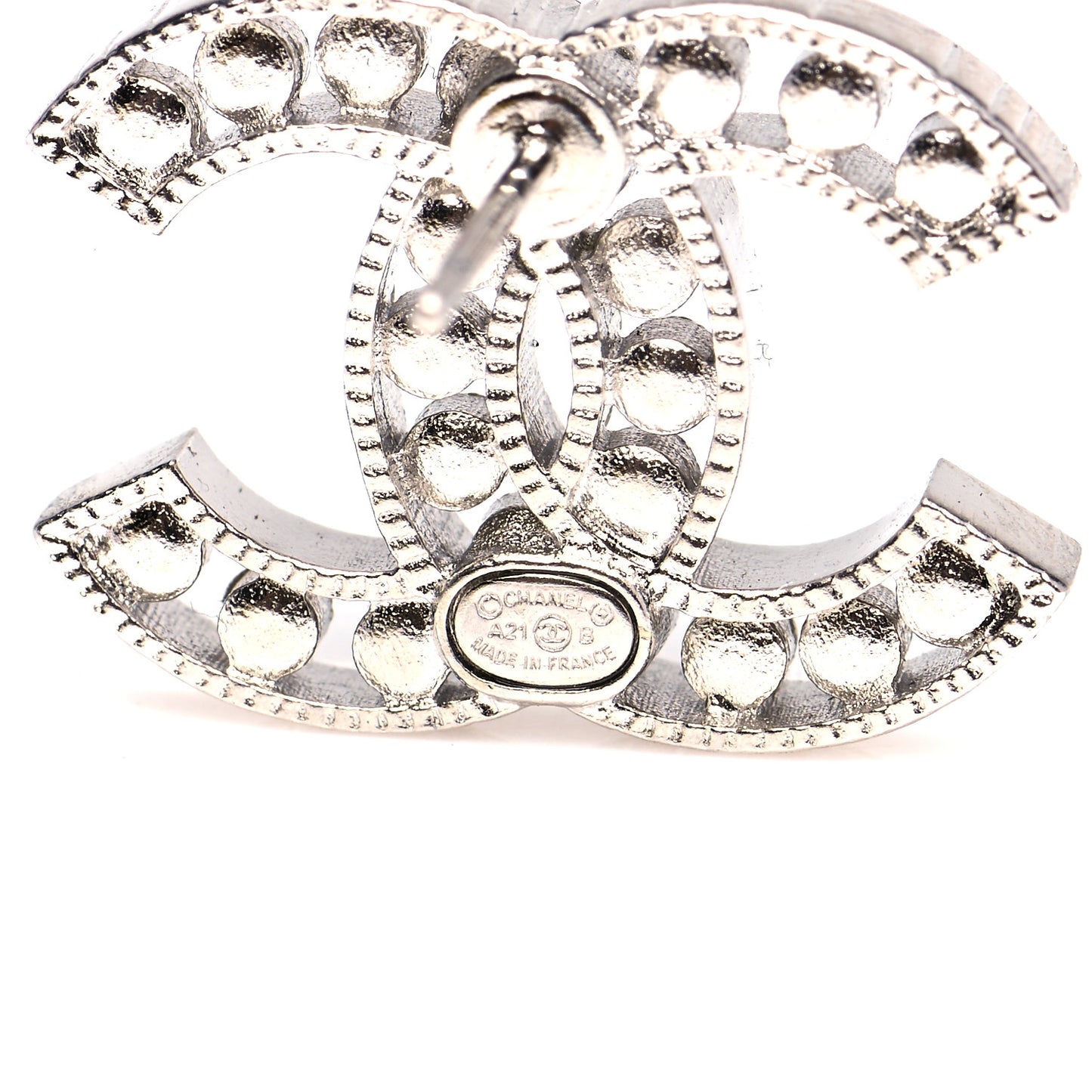 Crystal CC Chain Earrings Silver