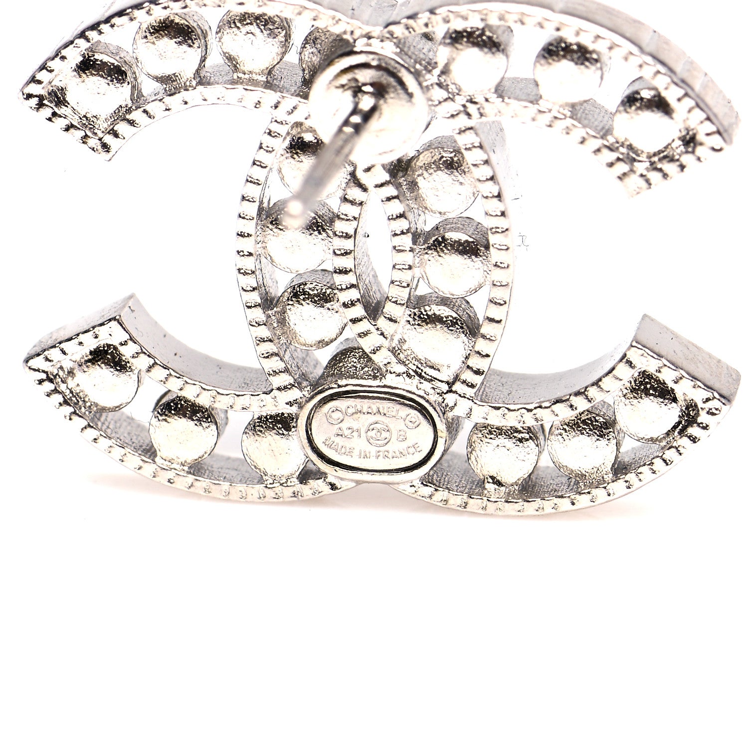 Chanel Crystal CC Chain Earrings Silver 5 of 6