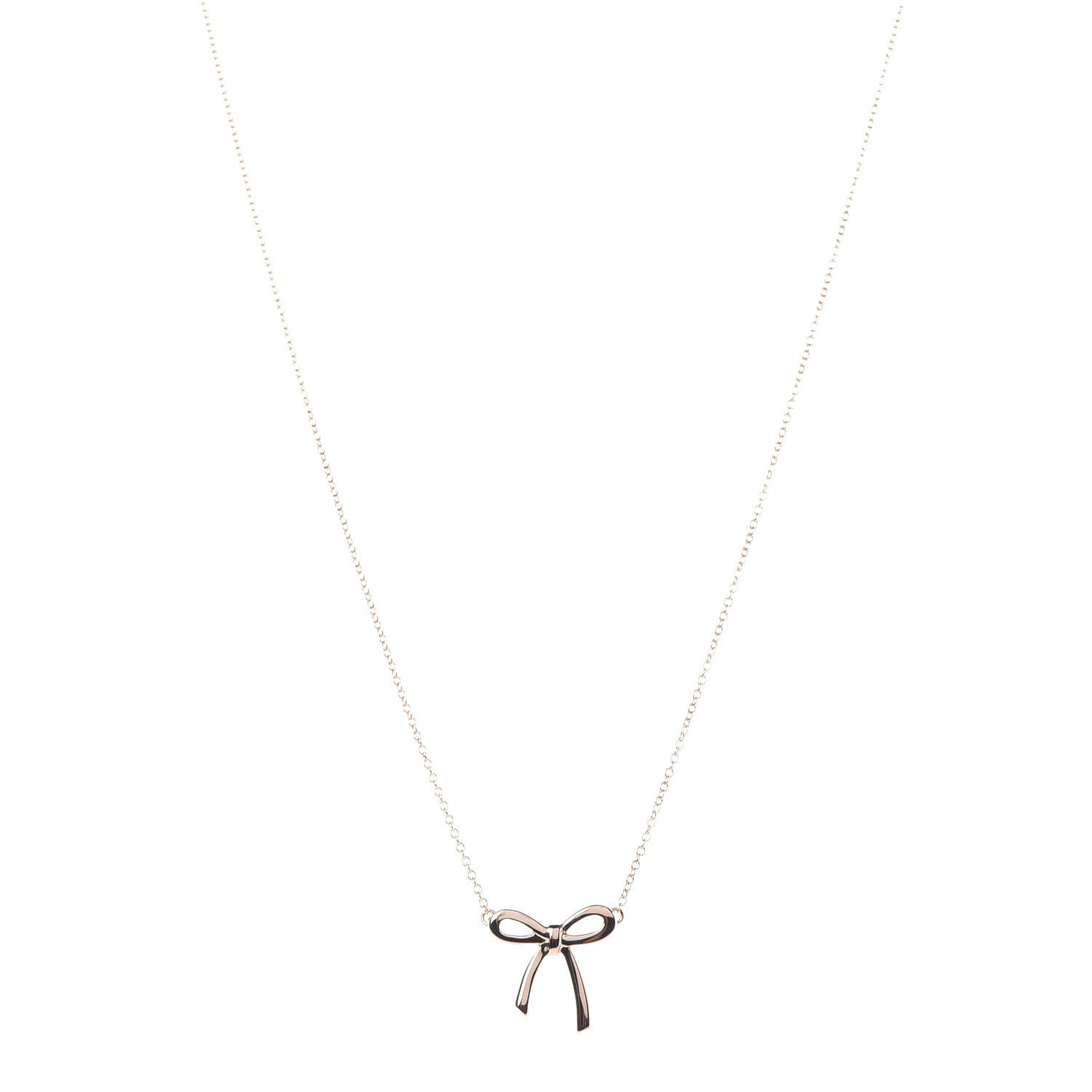 Tiffany 18K Yellow Gold Mini Bow Pendant Necklace 1 of 7