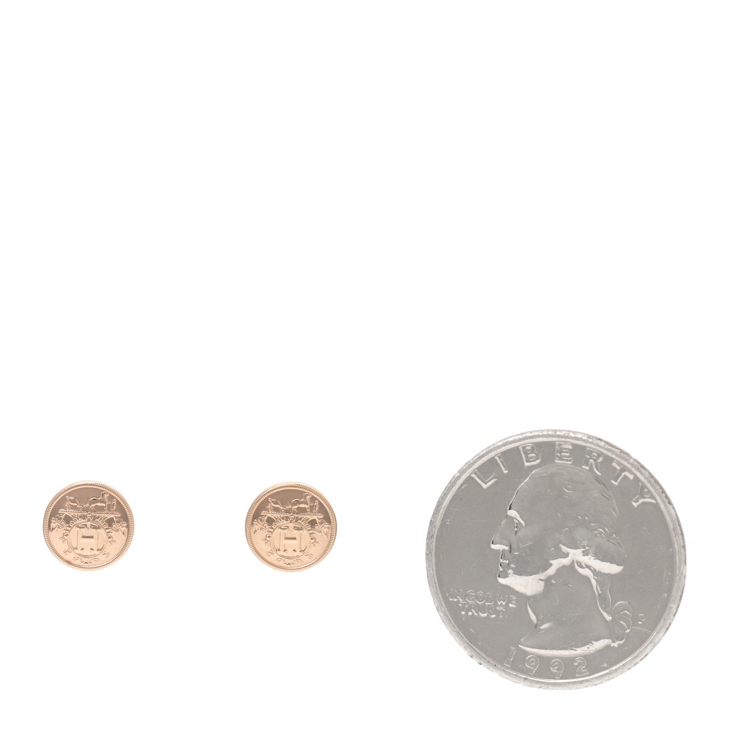 Hermes 18K Rose Gold TPM Ex-Libris Stud Earrings 2 of 5