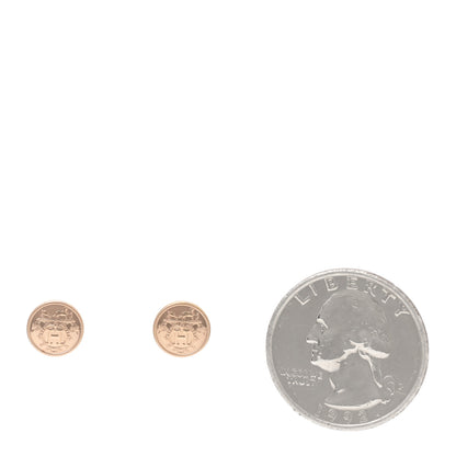 Hermes 18K Rose Gold TPM Ex-Libris Stud Earrings 2 of 5