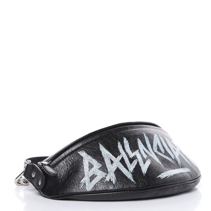 Balenciaga Agneau Arena Graffiti All Over XS Souvenir Belt Bag Black White 4 of 11