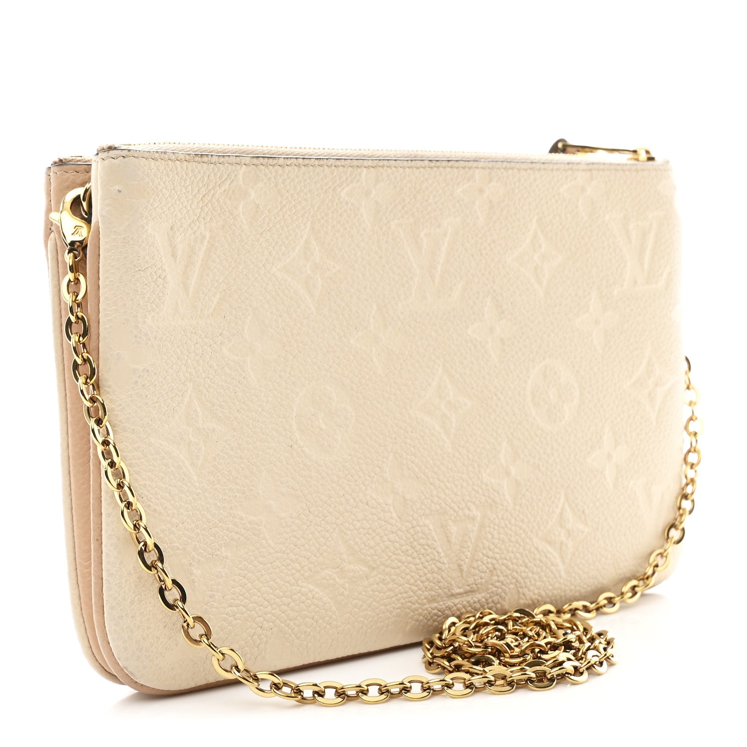 Louis Vuitton Empreinte Double Zip Pochette Beige Rose Creme 3 of 12