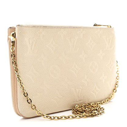 Louis Vuitton Empreinte Double Zip Pochette Beige Rose Creme 3 of 12
