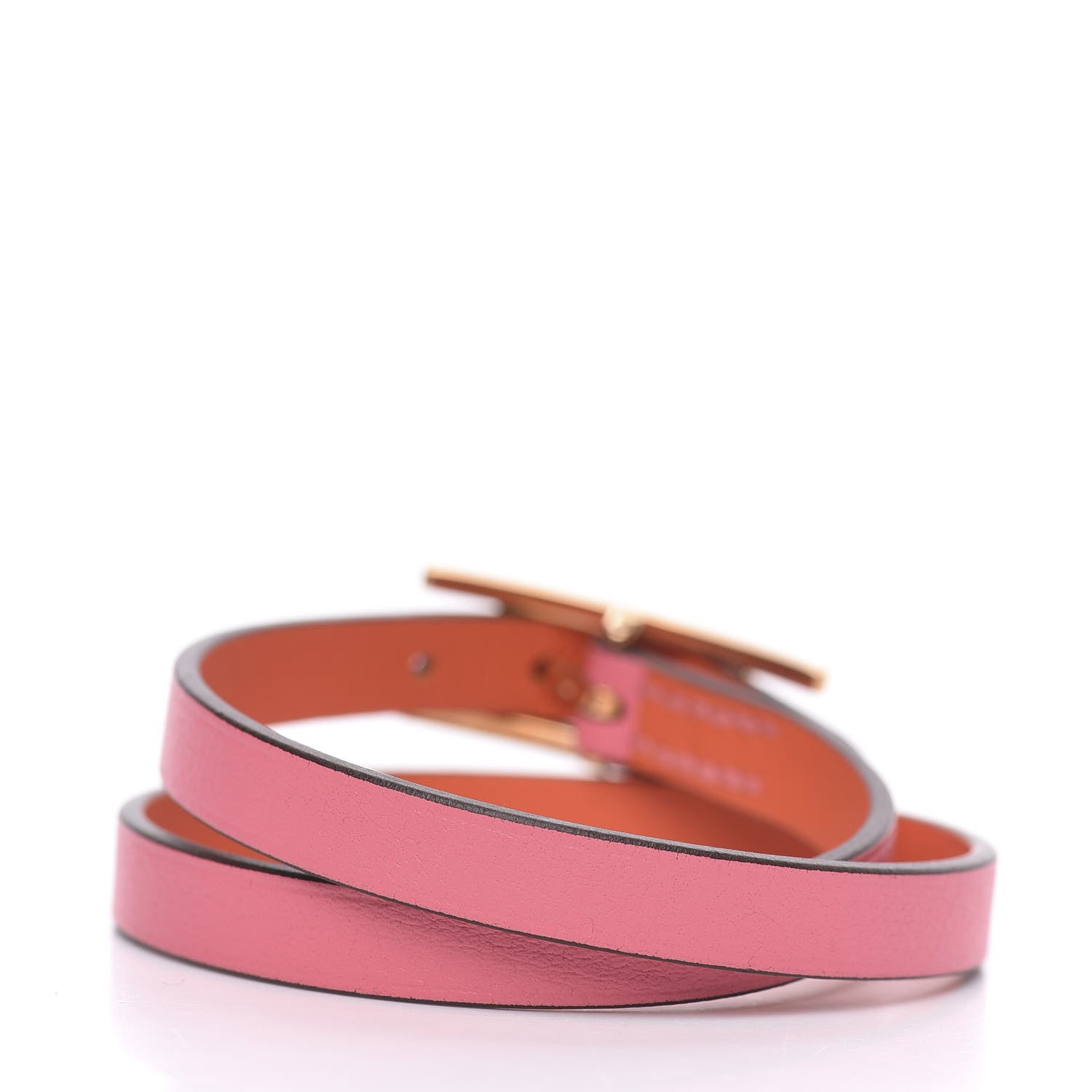 Hermes Swift Behapi Double Tour Reversible Bracelet Rose Lipstick Orange Poppy 3 of 6