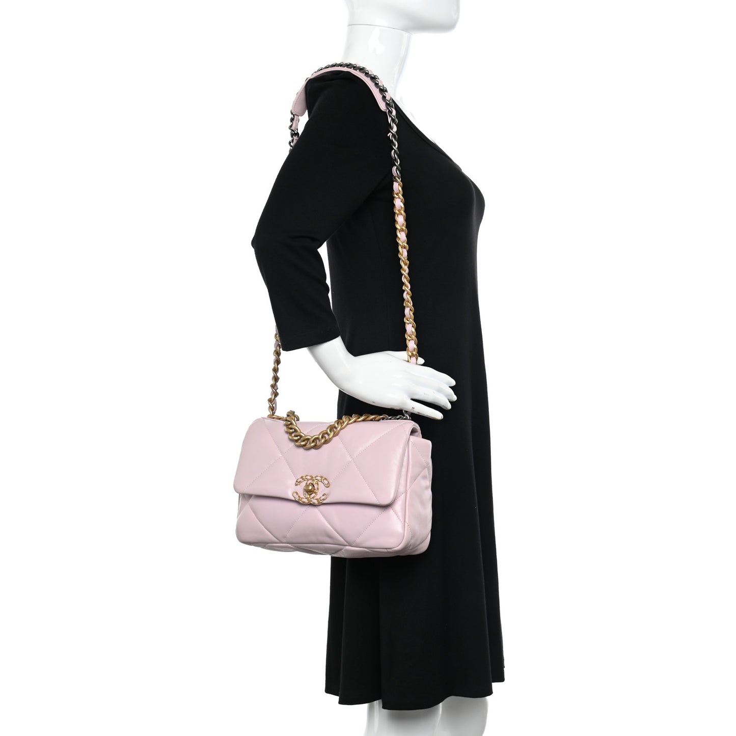Lambskin Quilted Medium Chanel 19 Flap Light Pink