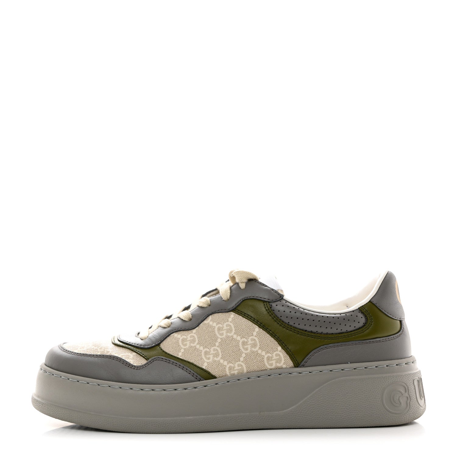 Gucci GG Supreme Mens Platform Sneaker 9 Grey Beige 1 of 8