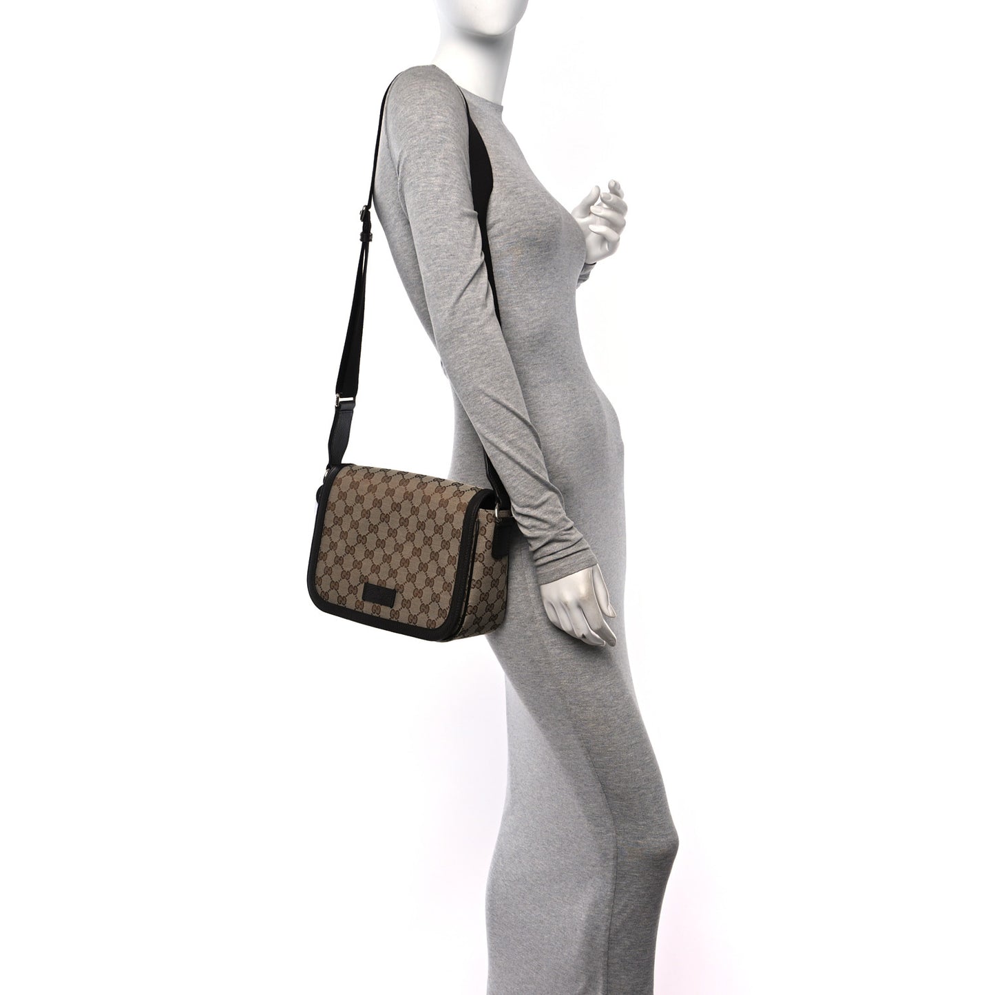 Monogram Flap Messenger Bag Beige Dark Brown