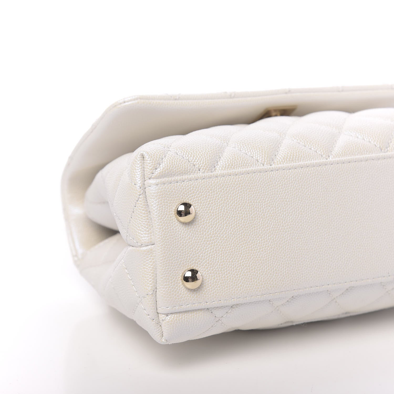 Chanel Iridescent Caviar Quilted Mini Coco Handle Flap White 10 of 11
