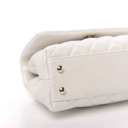 Chanel Iridescent Caviar Quilted Mini Coco Handle Flap White 10 of 11