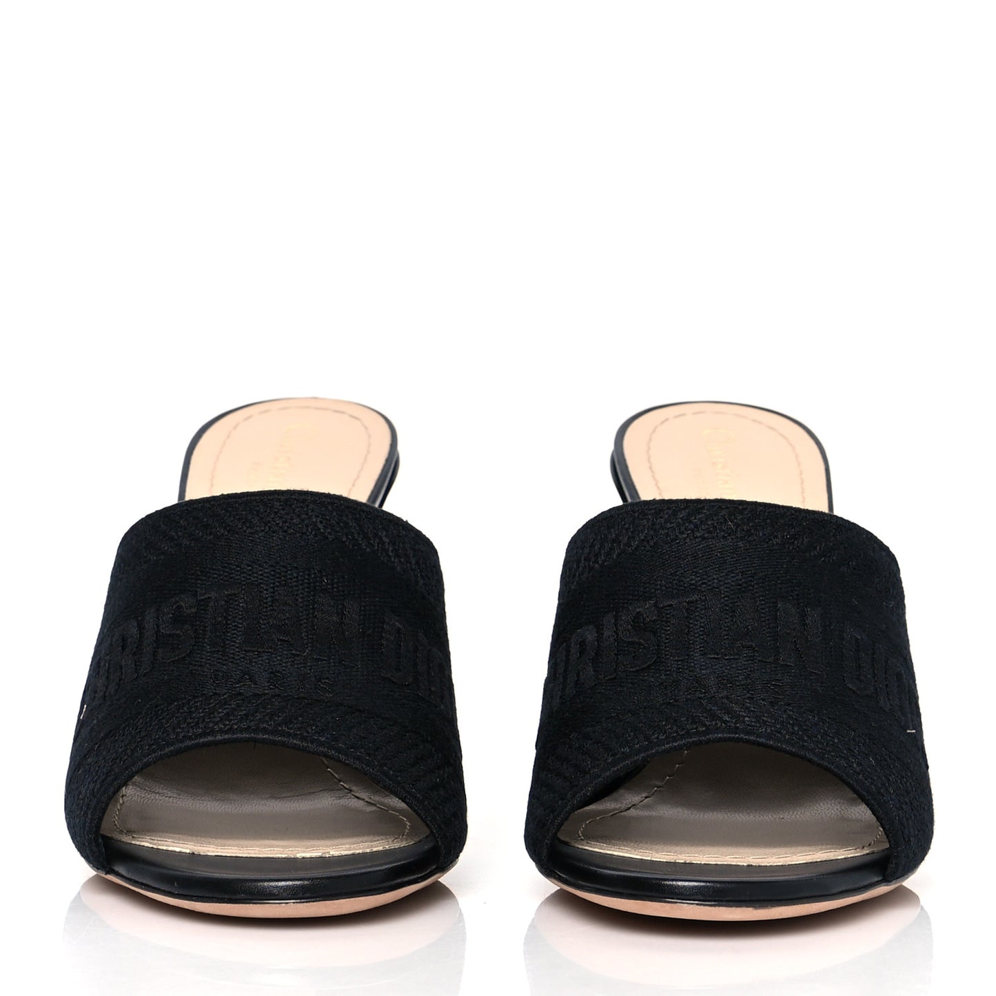 Cotton Embroidered Dway 85mm Slide Sandals 40 Black