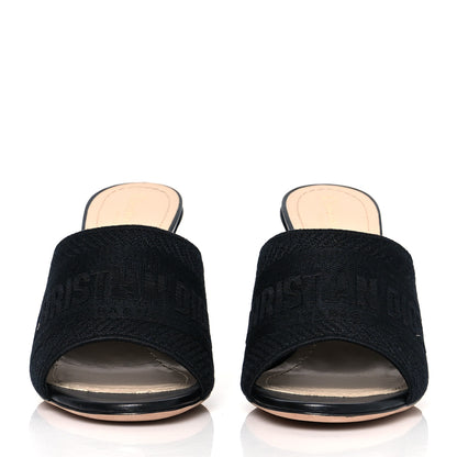 Christian Dior Cotton Embroidered Dway 85mm Slide Sandals 40 Black 2 of 8