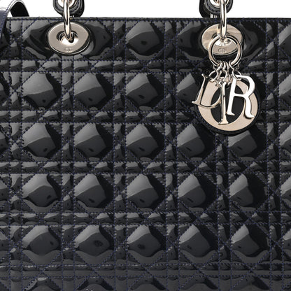Christian Dior Patent Cannage Large Lady Dior Navy Blue 8 of 11