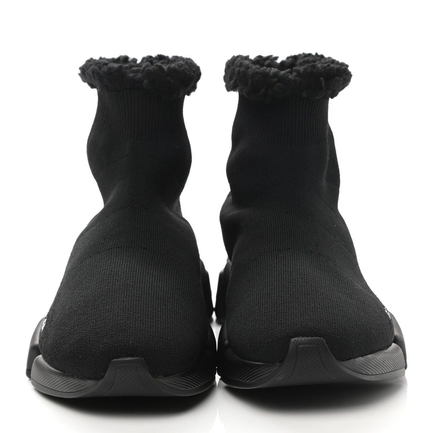 Balenciaga Technical 3D Recycled Knit Faux Fur Womens Speed 2.0 Sneakers 37 Black 2 of 7