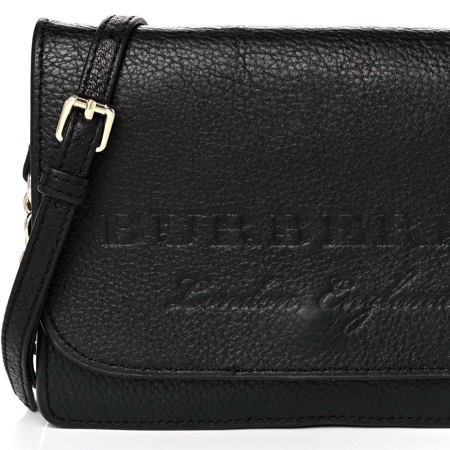 Soft Grain Embossed Hampshire Wallet on Chain Black