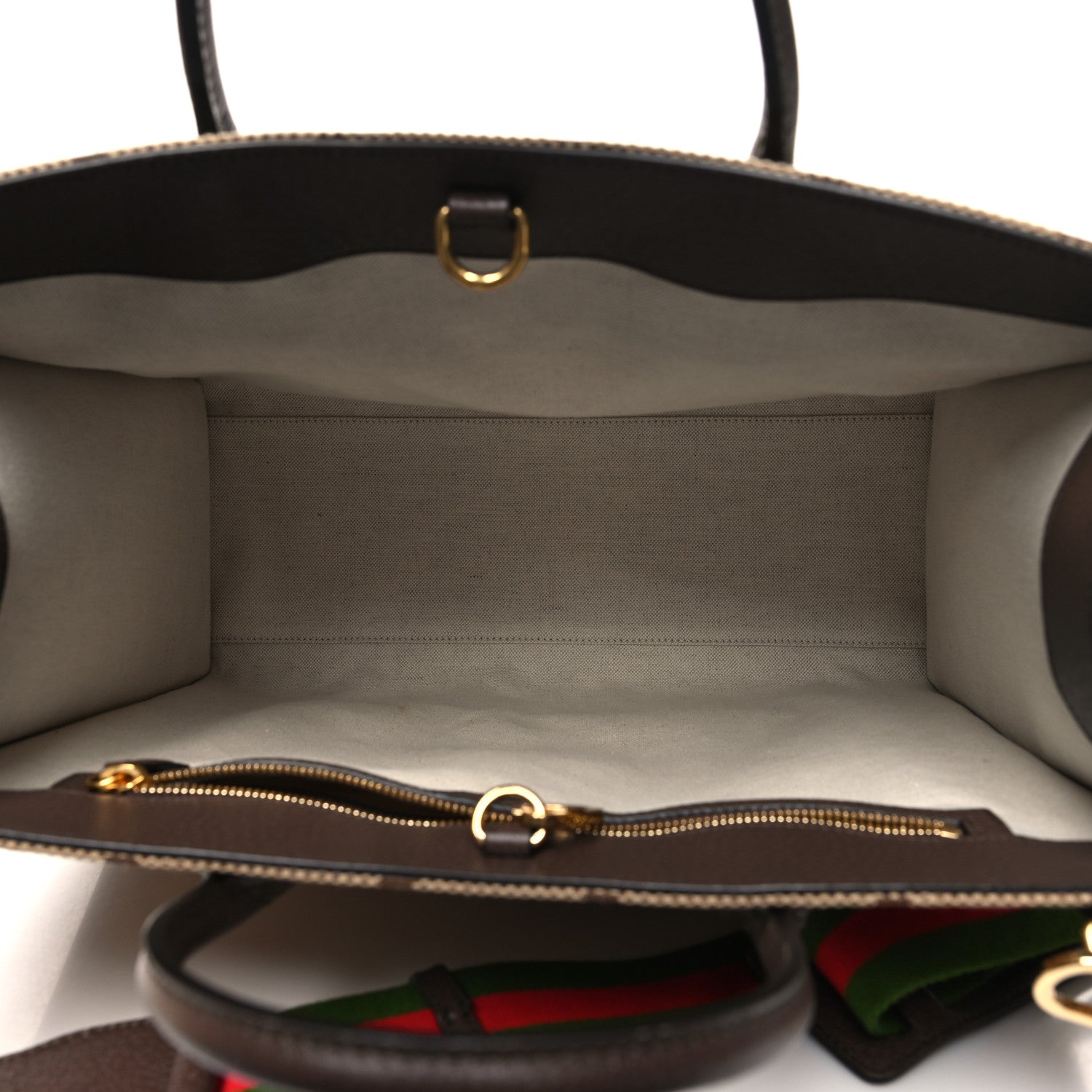 Gucci Monogram Jumbo GG Textured Dollar Calfskin Web Tote Bag Camel Ebony New Acero 5 of 12