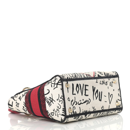 Christian Dior Canvas Medium DiorAmour Graffiti Lady D-Lite Latte 3 of 12