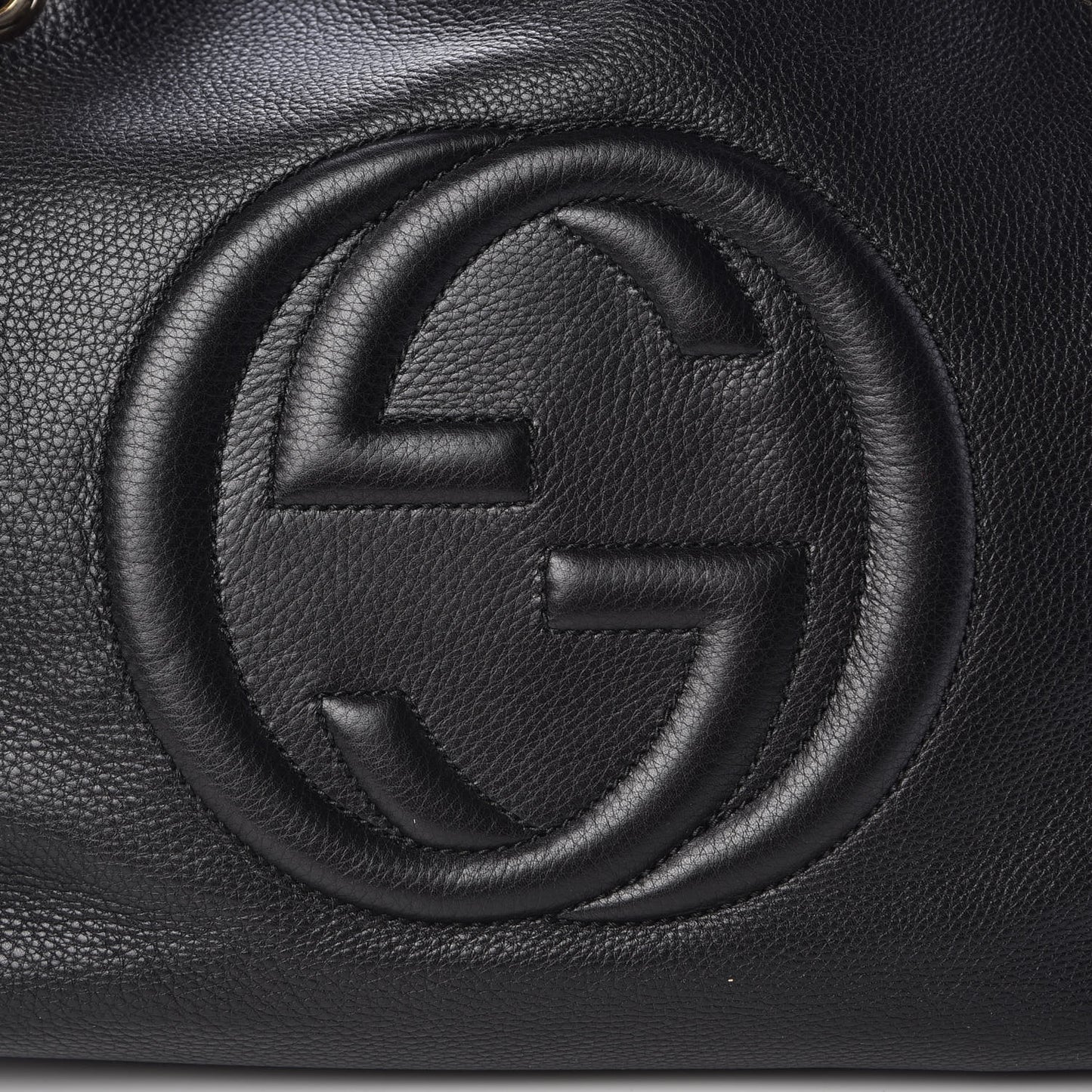 Pebbled Calfskin Medium Soho Chain Shoulder Bag Black