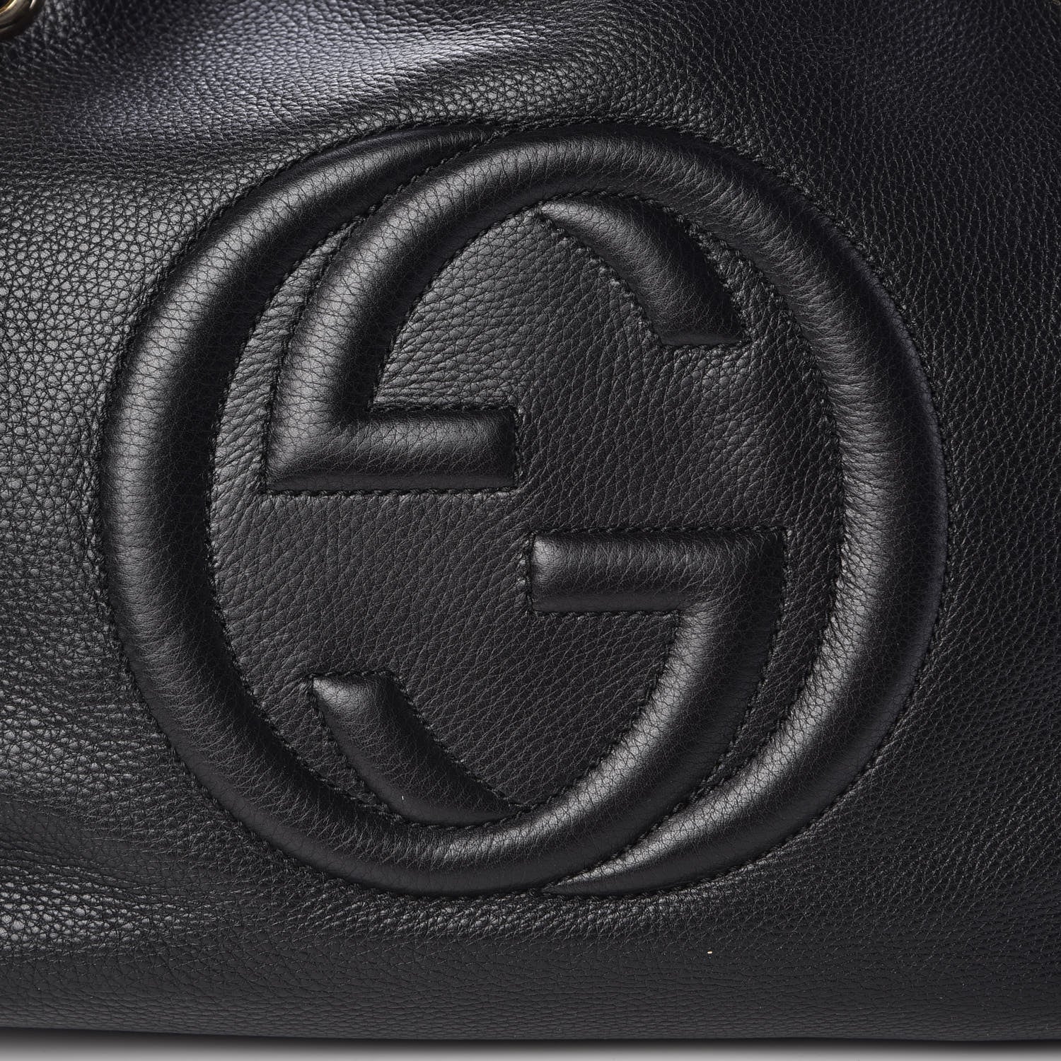 Gucci Pebbled Calfskin Medium Soho Chain Shoulder Bag Black 8 of 10