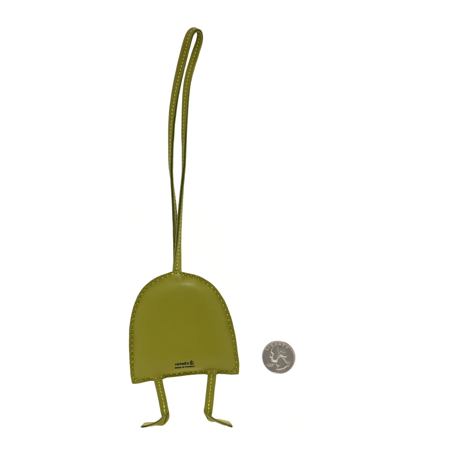 Hermes Lambskin Silk Petit H Hibouton Charm Vert Anis 2 of 4