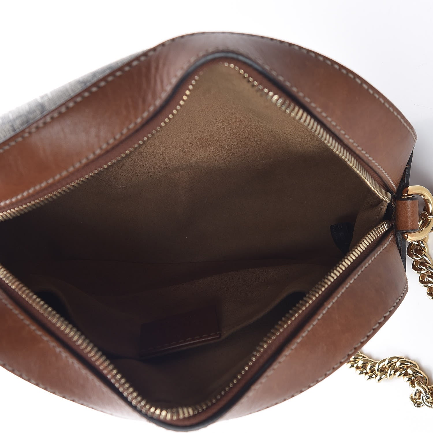 Gucci GG Supreme Monogram Cuoio Toscano Mini Chain Shoulder Bag Beige Ebony Cuir 7 of 10