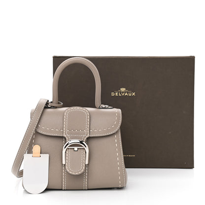 Delvaux Grained Rodeo Calfskin Surpique Mini Brillant Satchel Tourterelle Ivory 14 of 14