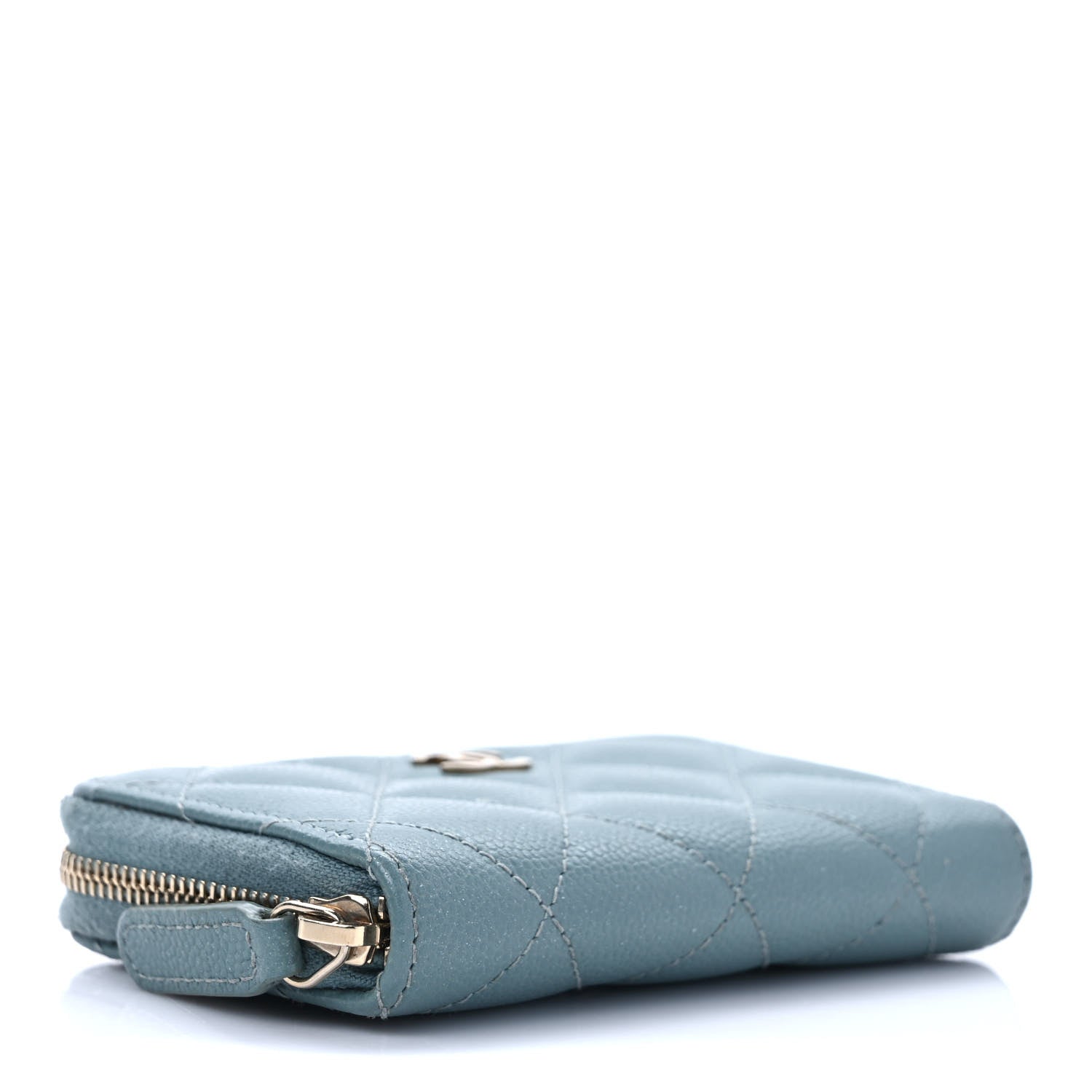 Chanel Iridescent Caviar Quilted Zip Coin Purse Light Blue 4 of 8
