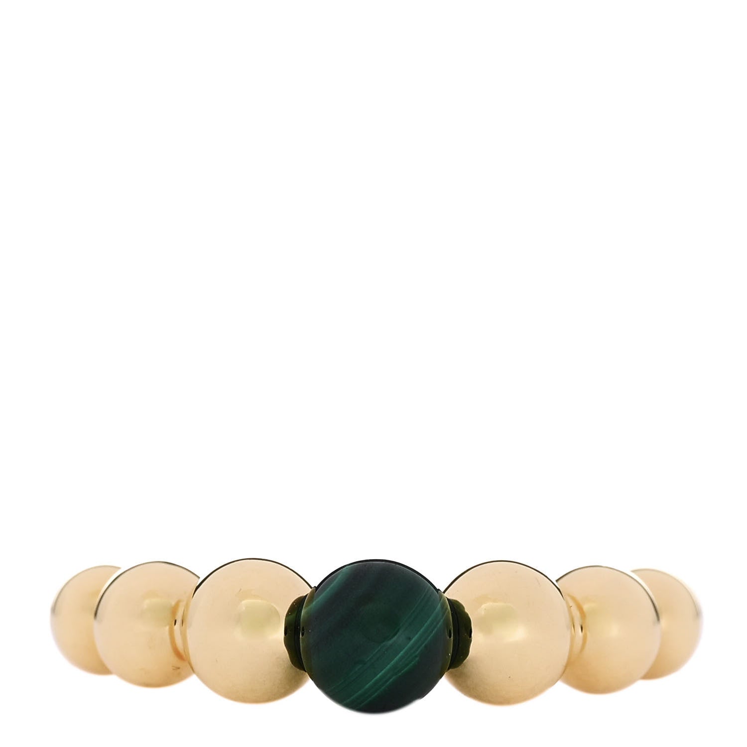 Van Cleef & Arpels 18K Yellow Gold Malachite Perlee Couleurs Variation Ring 58 8.25 1 of 5