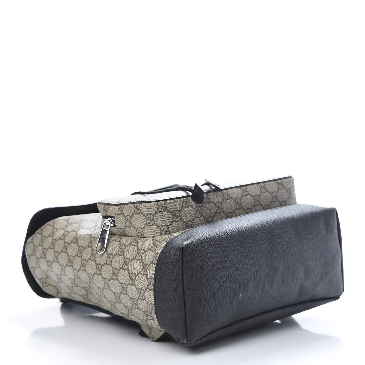 Gucci GG Supreme Monogram Single Buckle Backpack Beige Black 3 of 12